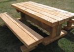 Solid sleeper timber table and seats