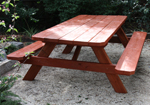 A frames from 75mm thick timber are strong timber tables made for parks and gardens