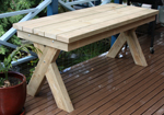 A simple crossed legged picnic table