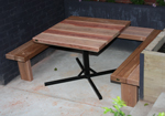 steel frame tables that can be used to support a variety of timber surfaces