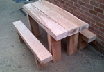 solid red gum sleeper tables are economical rustic furniture pieces