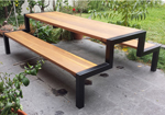 Steel and timber combination picnic tables