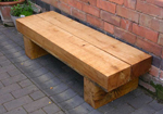 low timber tables or benches