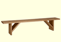 Conventional wooden trestle bench with 45 deg bracing