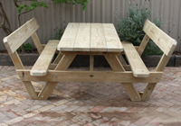 Comfortable backed picnic table and seat