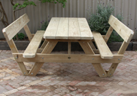 A solid double school bench