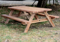 Conventional A frame solid timber table for parks