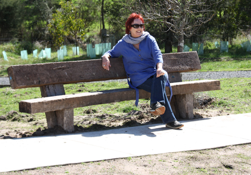 solid large garden seat made from recycled railway sleepers