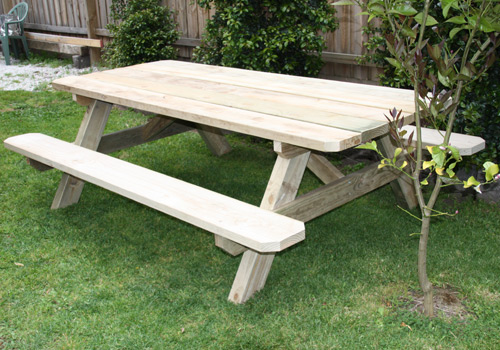 large solid treated pine outdoor wooden table