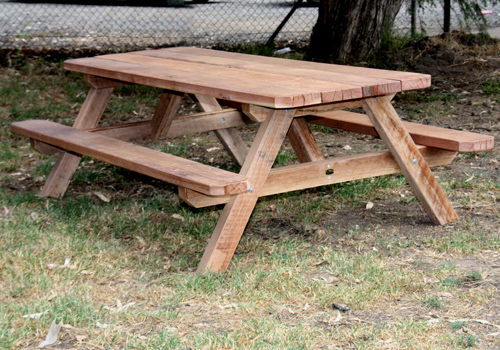 ironbark wooden picnic table