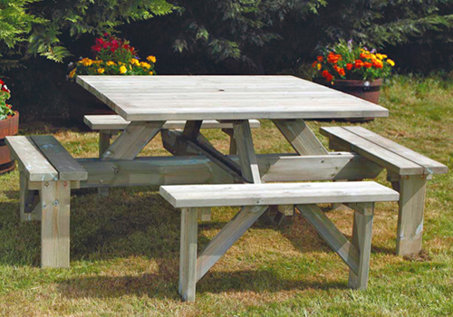 square picnic tables made in 3 thickness ranges